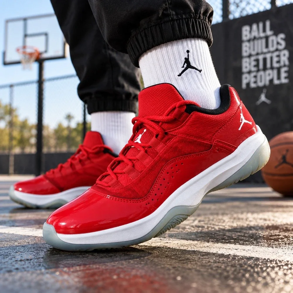 Jordan 11 CMFT Low Gym Red White Black Sneakers DN4180-601 Mens 10